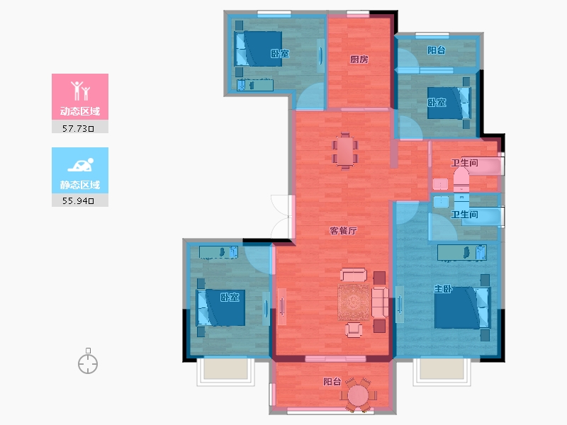 安徽省-安庆市-中梁滨江壹号-102.00-户型库-动静分区