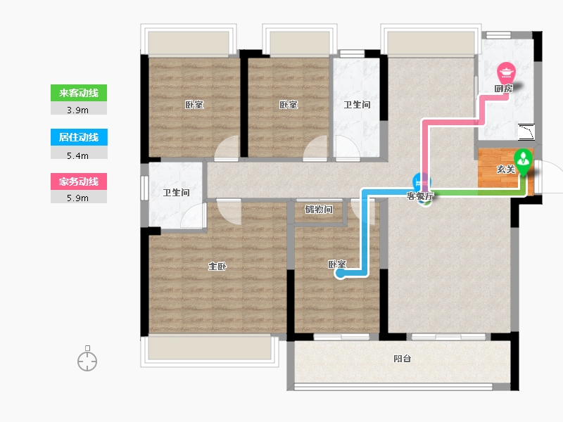 湖南省-长沙市-湘江富力城-111.90-户型库-动静线