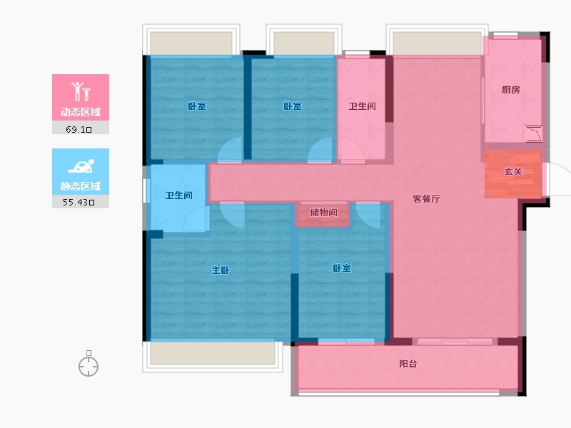 湖南省-长沙市-湘江富力城-111.90-户型库-动静分区