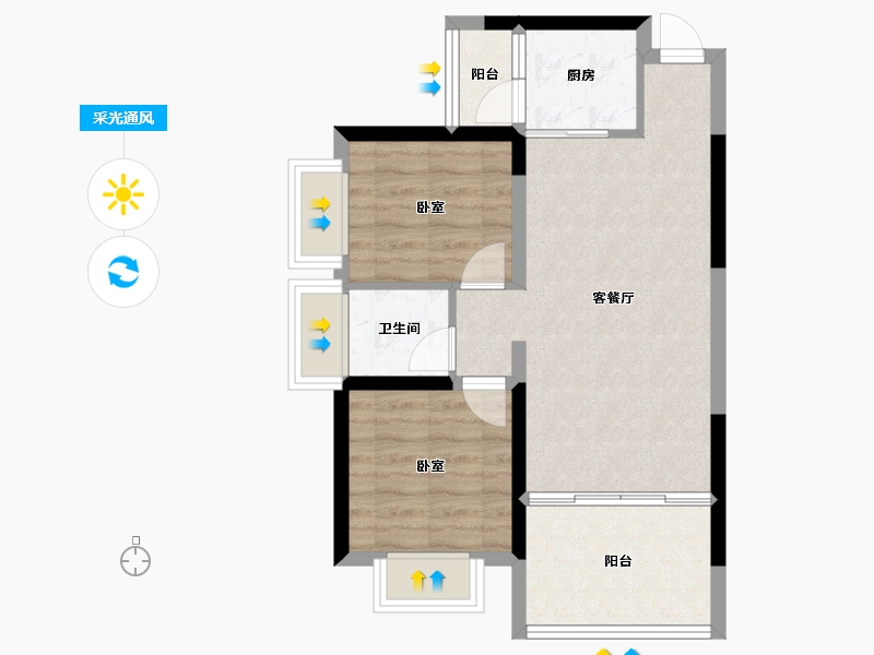 广东省-惠州市-好益康龙林上观-58.57-户型库-采光通风