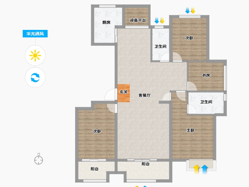 山东省-枣庄市-北大洋楼公馆-144.00-户型库-采光通风