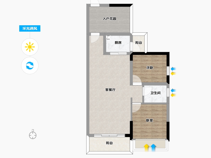 广东省-惠州市-夏日南庭三期-68.58-户型库-采光通风