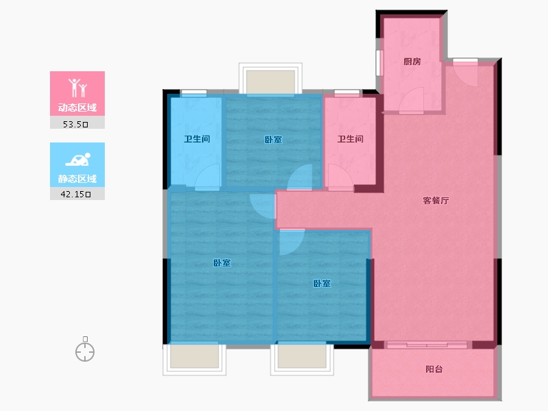 湖北省-武汉市-车都春台里-86.75-户型库-动静分区