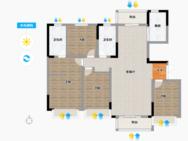 河南省-平顶山市-汝州建业桂园-132.00-户型库-采光通风