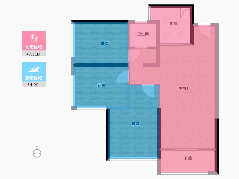 湖南省-株洲市-金轮津桥华府-72.02-户型库-动静分区