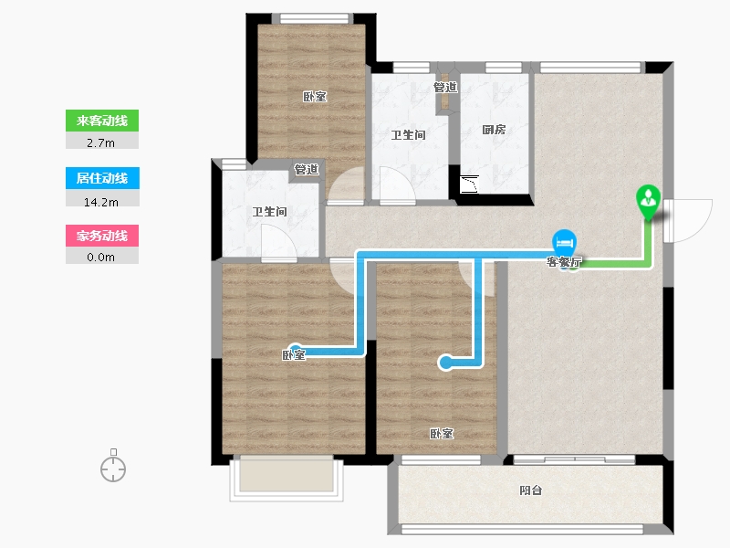 浙江省-宁波市-珠江中央城-96.00-户型库-动静线