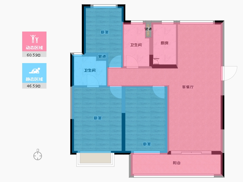 浙江省-宁波市-珠江中央城-96.00-户型库-动静分区