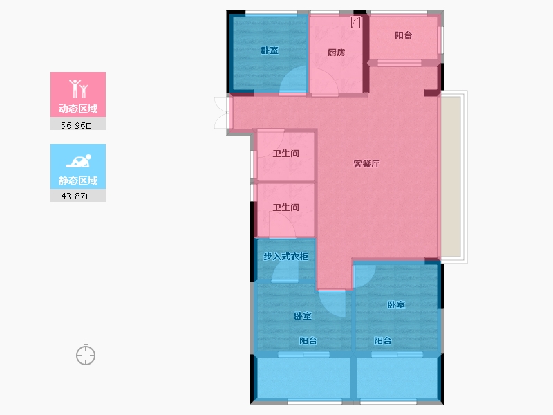 浙江省-宁波市-金色尚府-90.01-户型库-动静分区