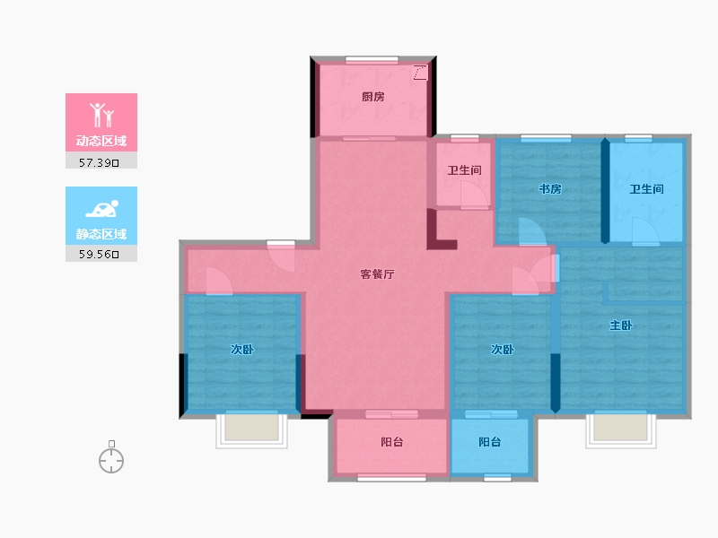 江苏省-扬州市-宝应吾悦广场-103.83-户型库-动静分区