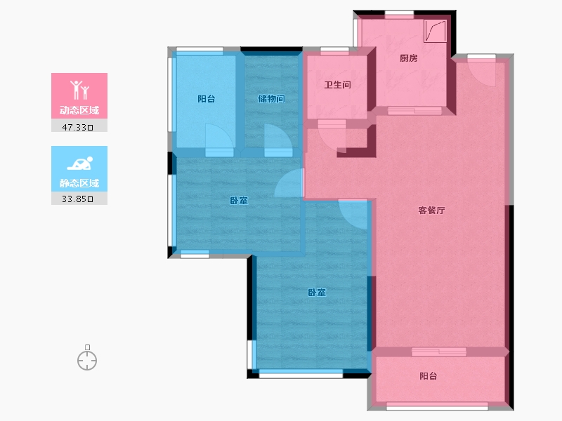 湖南省-株洲市-金轮津桥华府-70.76-户型库-动静分区