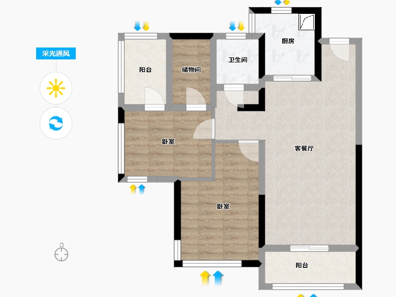 湖南省-株洲市-金轮津桥华府-70.76-户型库-采光通风