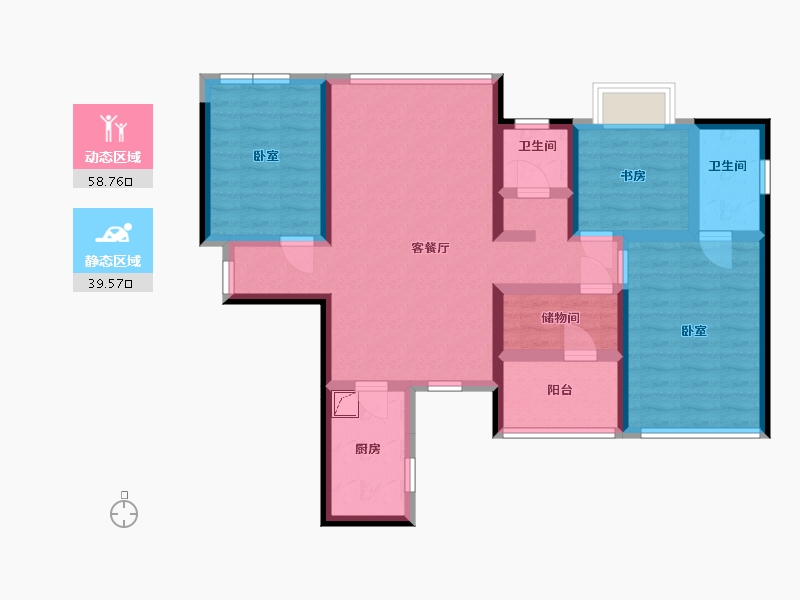 湖南省-株洲市-金轮津桥华府-85.38-户型库-动静分区