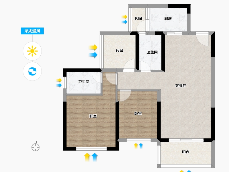 广东省-惠州市-方直彩虹里-77.94-户型库-采光通风