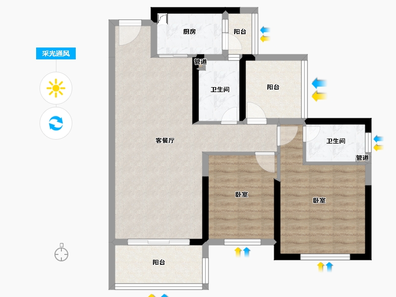 广东省-惠州市-方直彩虹里-79.71-户型库-采光通风