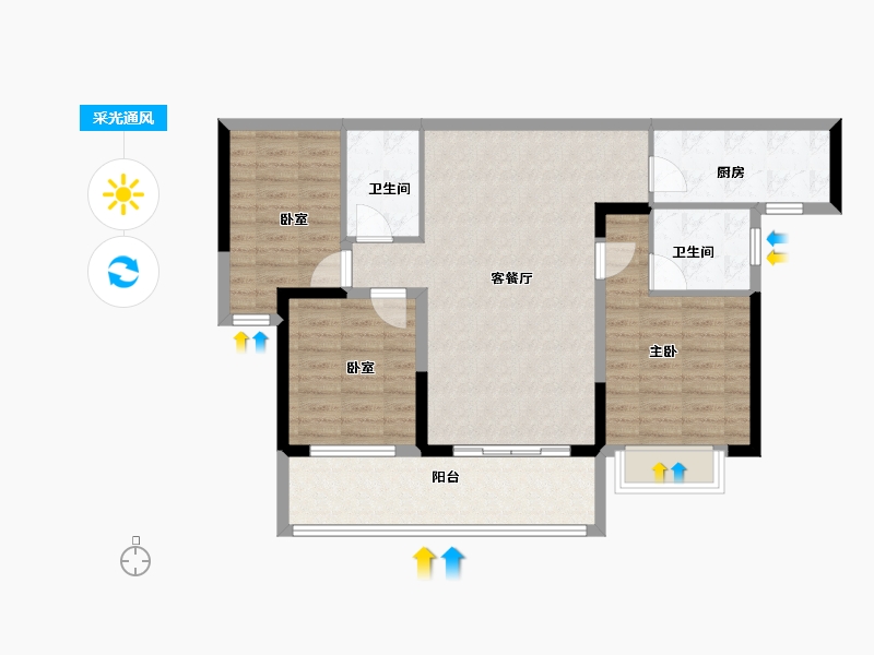 广东省-惠州市-碧桂园江悦湾-91.00-户型库-采光通风