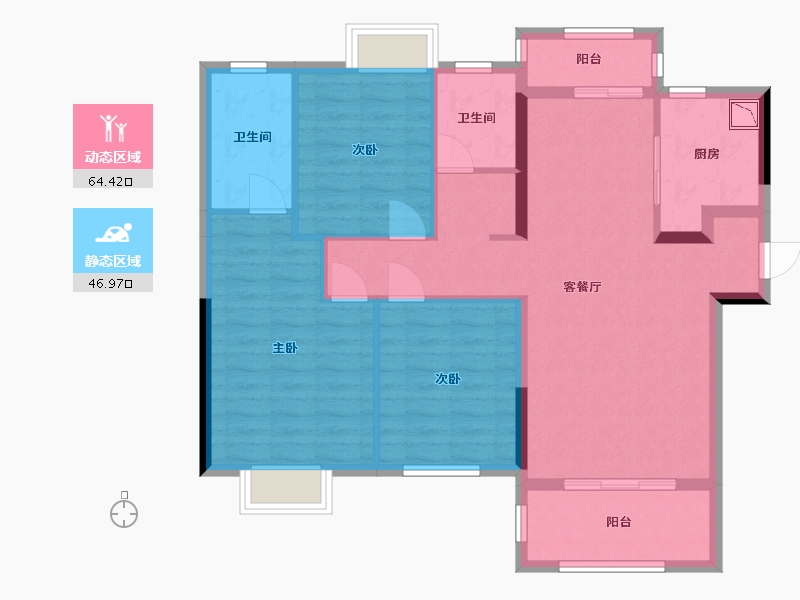 湖南省-长沙市-龙湖·春江悦茗-100.00-户型库-动静分区