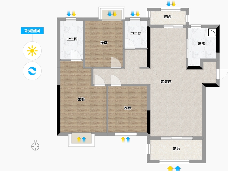 湖南省-长沙市-龙湖·春江悦茗-100.00-户型库-采光通风