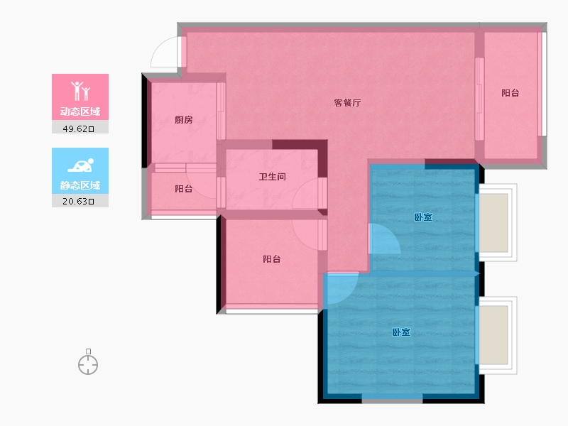 广东省-惠州市-天健阳光花园-61.67-户型库-动静分区