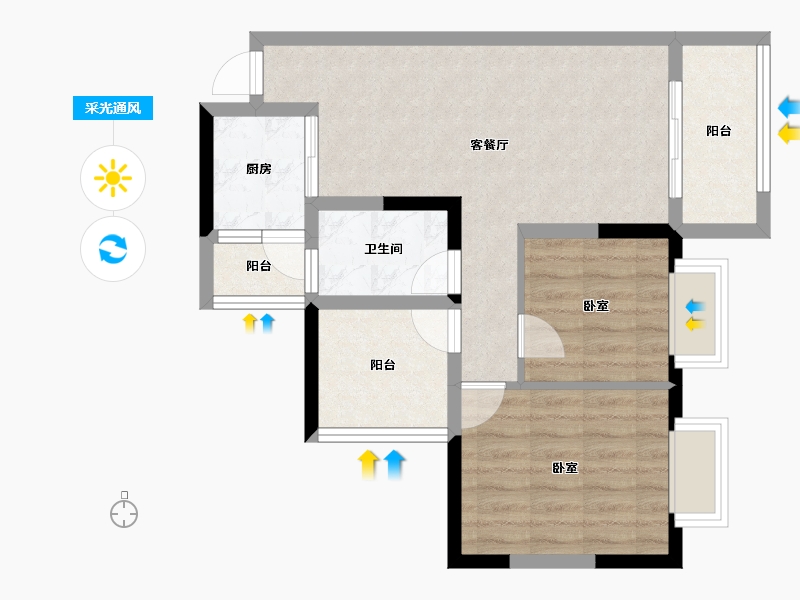 广东省-惠州市-天健阳光花园-61.67-户型库-采光通风