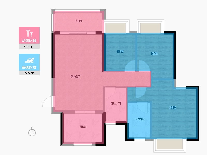 广东省-惠州市-惠阳恒大棕榈岛-70.90-户型库-动静分区