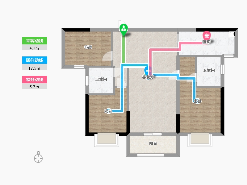 湖南省-长沙市-龙湖·春江悦茗-85.00-户型库-动静线