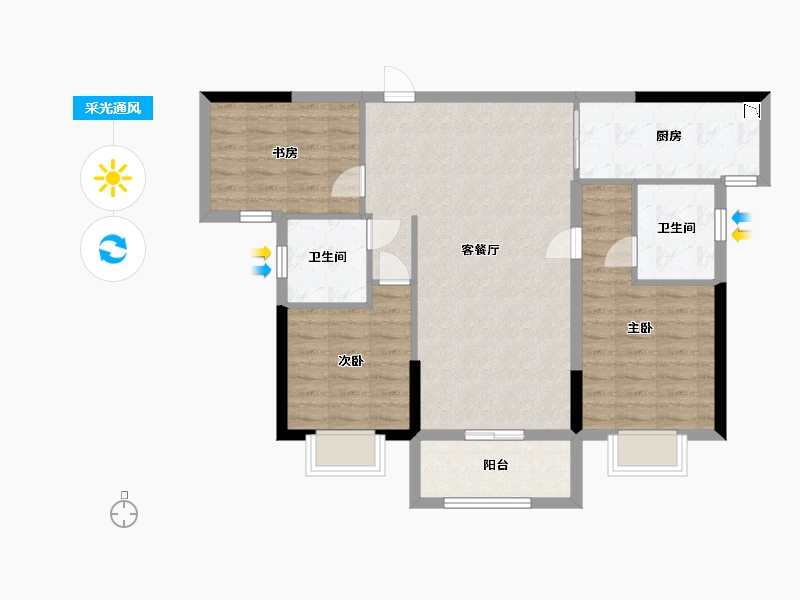 湖南省-长沙市-龙湖·春江悦茗-85.00-户型库-采光通风