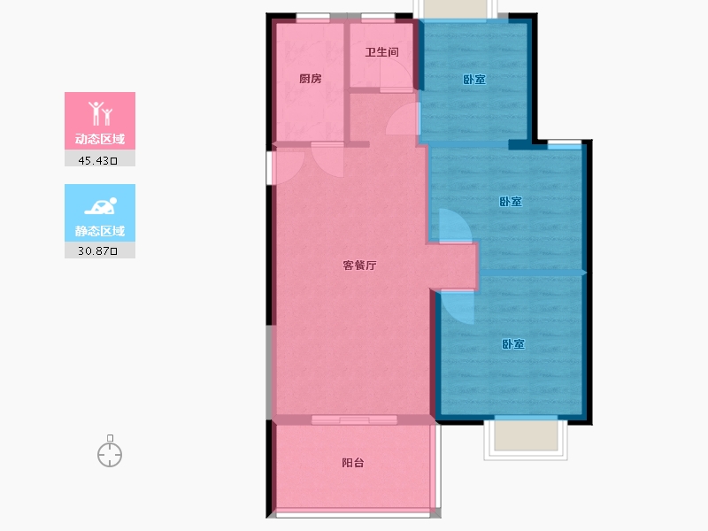 湖北省-武汉市-开来·都市丰景-68.67-户型库-动静分区