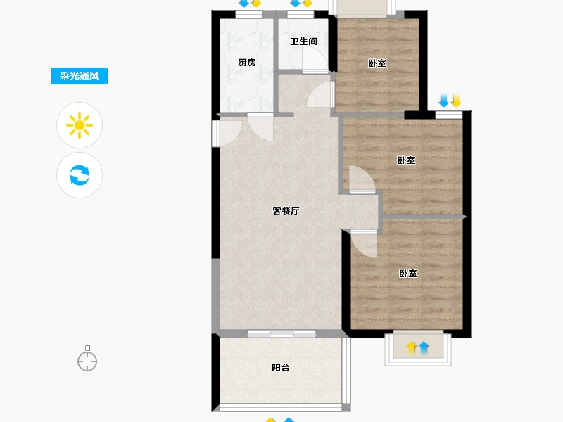 湖北省-武汉市-开来·都市丰景-68.67-户型库-采光通风