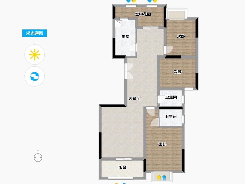 湖南省-长沙市-兴汝金城-99.98-户型库-采光通风