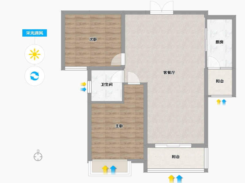 安徽省-蚌埠市-通成紫都顺苑-81.29-户型库-采光通风