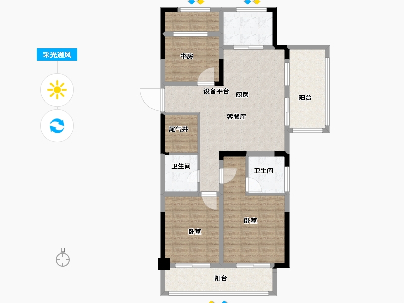 浙江省-绍兴市-海波名苑-104.00-户型库-采光通风