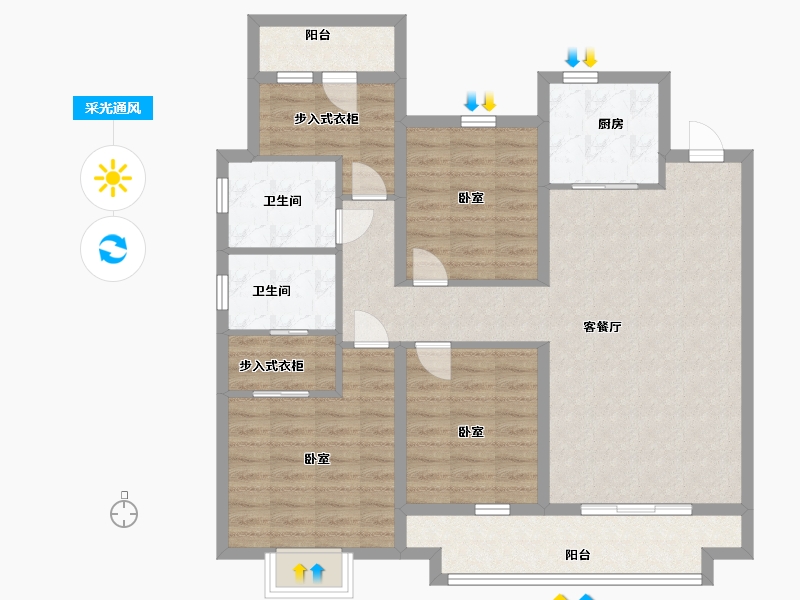 湖南省-邵阳市-邵阳中梁北城首府-103.10-户型库-采光通风