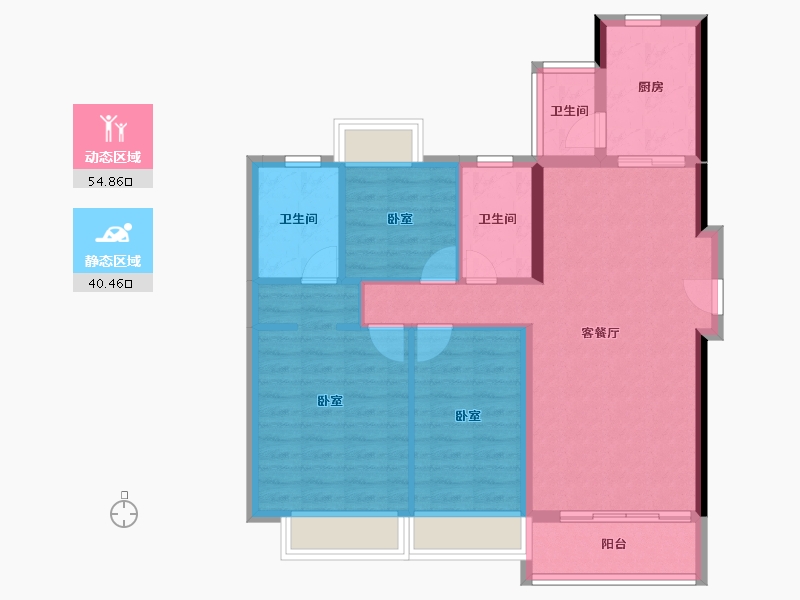 广东省-珠海市-中海·左岸岚庭-85.54-户型库-动静分区