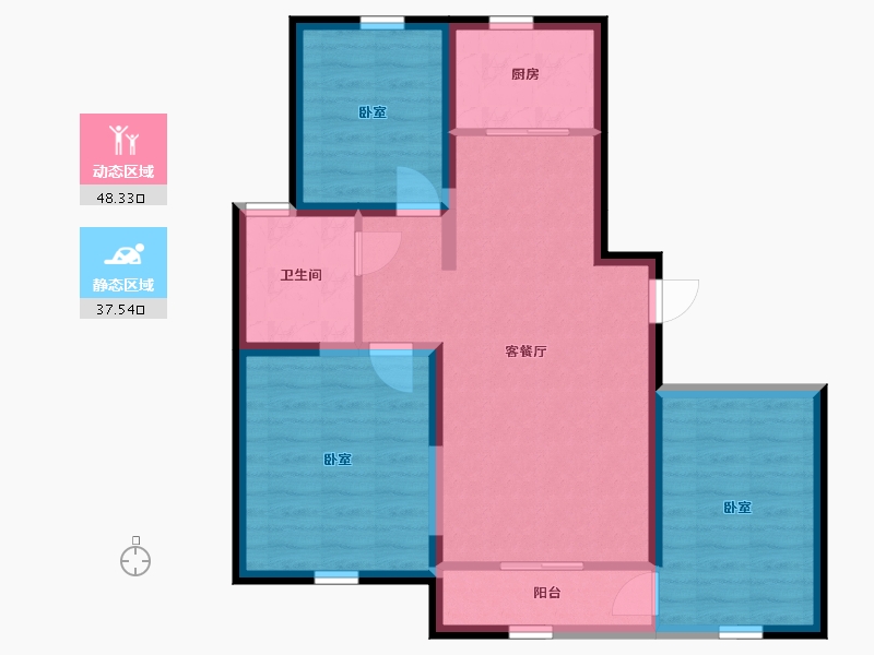 宁夏回族自治区-银川市-建发兴洲花园-76.50-户型库-动静分区