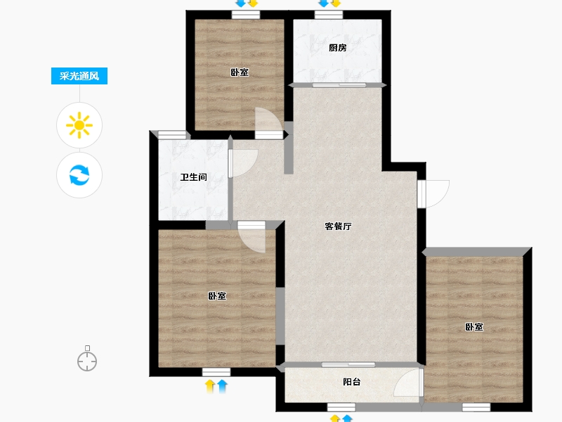 宁夏回族自治区-银川市-建发兴洲花园-76.50-户型库-采光通风