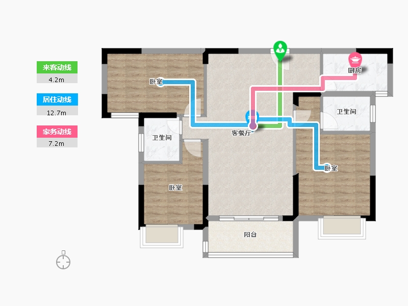 湖北省-荆州市-书香雅苑-89.38-户型库-动静线