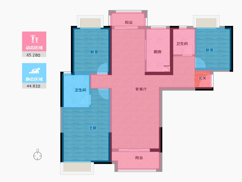 湖南省-长沙市-恒基旭辉湖山赋-98.00-户型库-动静分区