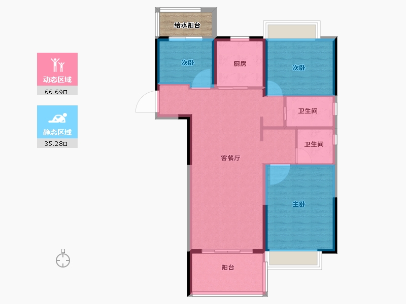 湖南省-长沙市-美的院子-96.00-户型库-动静分区