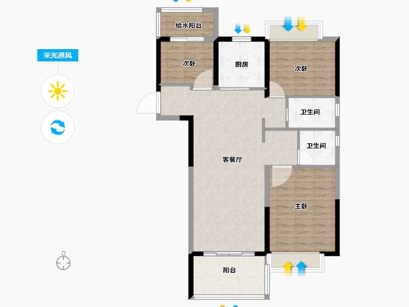 湖南省-长沙市-美的院子-96.00-户型库-采光通风