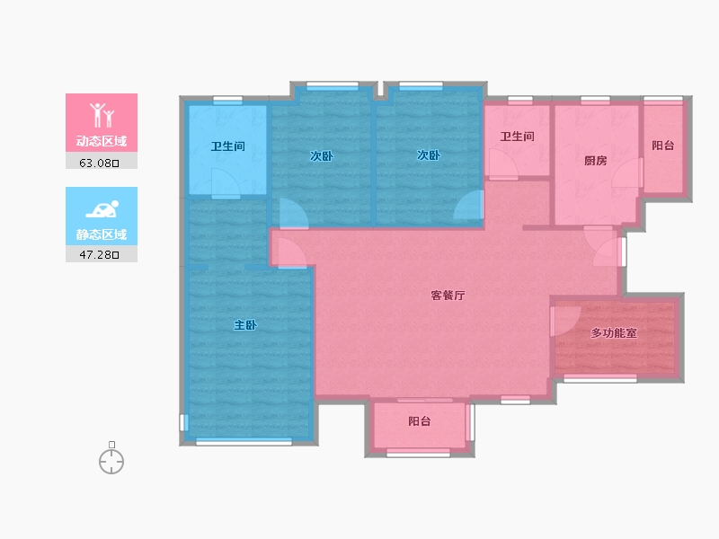 陕西省-西安市-万科城-100.49-户型库-动静分区