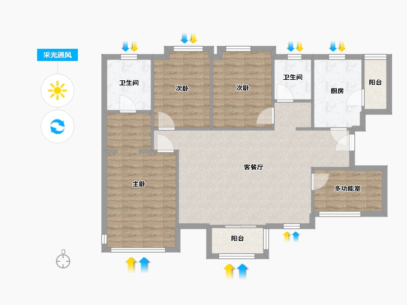 陕西省-西安市-万科城-100.49-户型库-采光通风