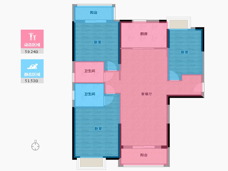 湖北省-武汉市-保利江锦-100.04-户型库-动静分区