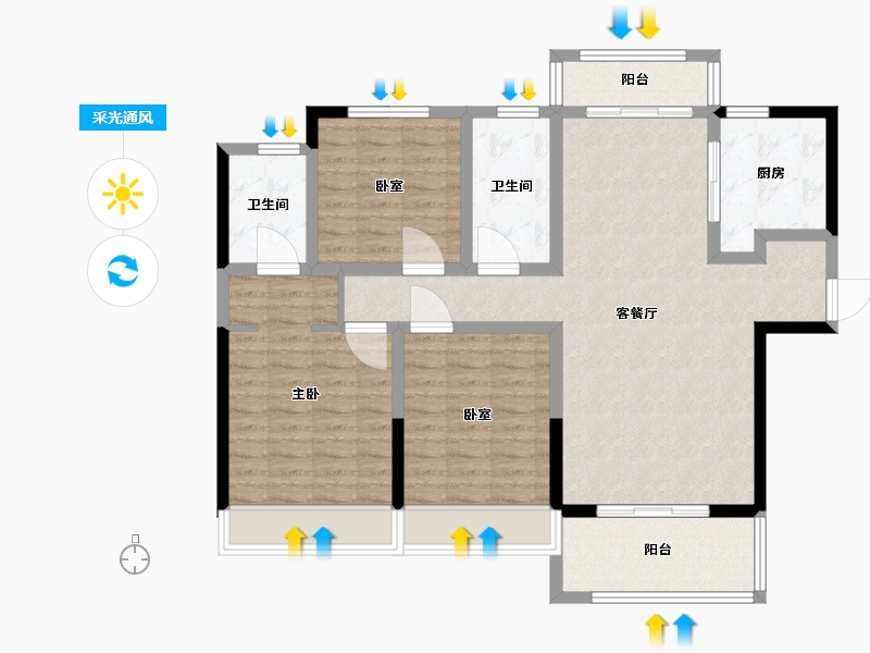 河南省-许昌市-怡和华府-104.00-户型库-采光通风