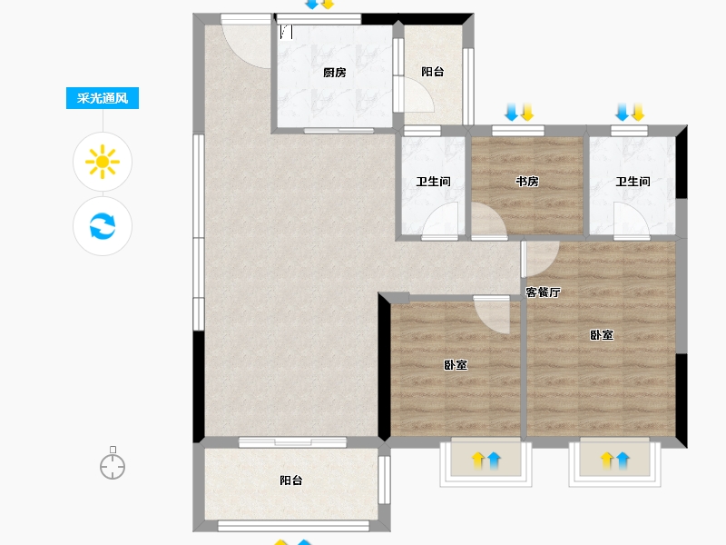 湖北省-宜昌市-东城雅郡-81.81-户型库-采光通风