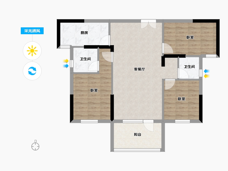 湖北省-黄石市-迅邦·黄金城-81.14-户型库-采光通风