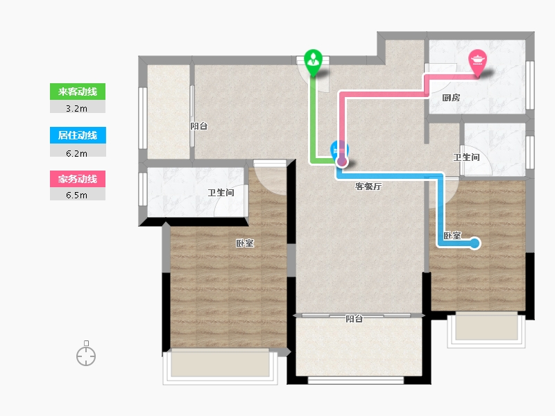 湖南省-常德市-龙湖·双珑原著-90.01-户型库-动静线