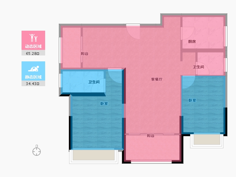 湖南省-常德市-龙湖·双珑原著-90.01-户型库-动静分区