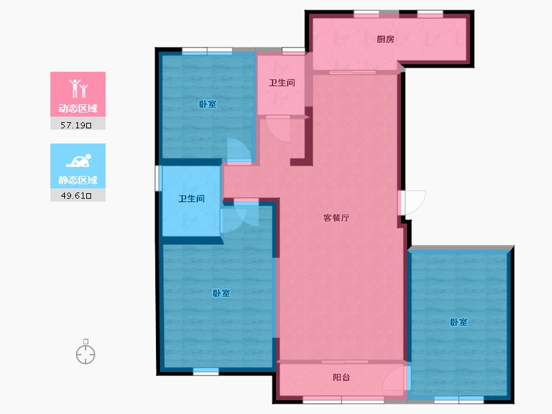 宁夏回族自治区-银川市-建发兴洲花园-95.26-户型库-动静分区