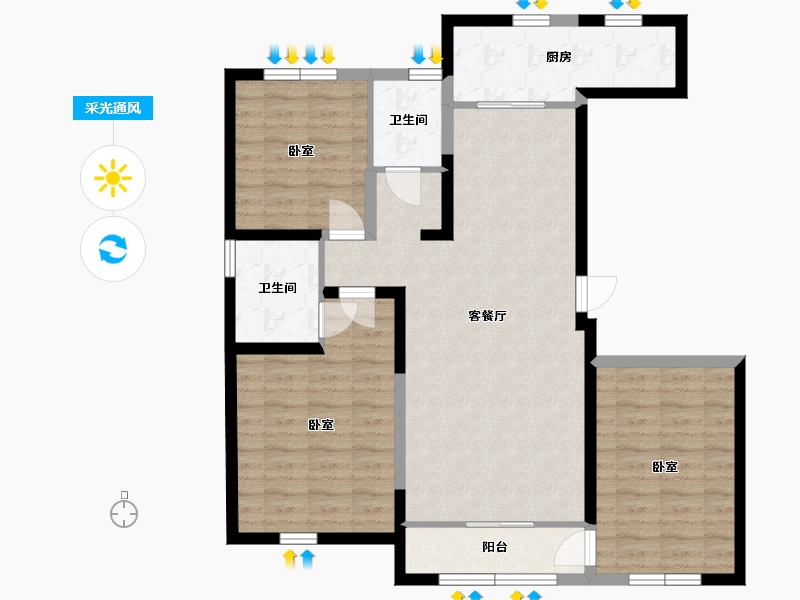 宁夏回族自治区-银川市-建发兴洲花园-95.26-户型库-采光通风