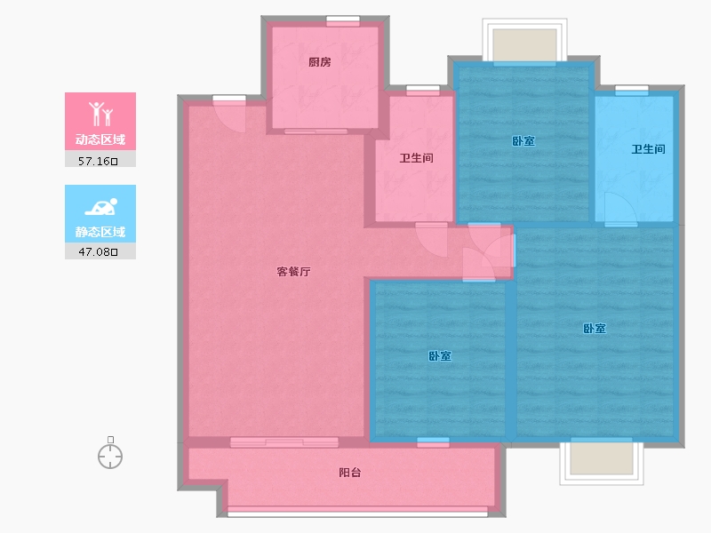 湖南省-邵阳市-邵阳中梁北城首府-93.77-户型库-动静分区